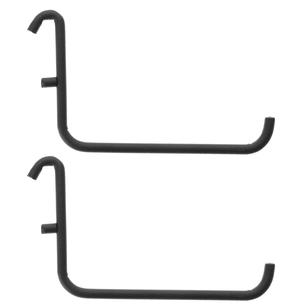 2Pcs Black Metal Pegboard Hooks Sturdy Iron Display Shelf Hangers 3164024163626