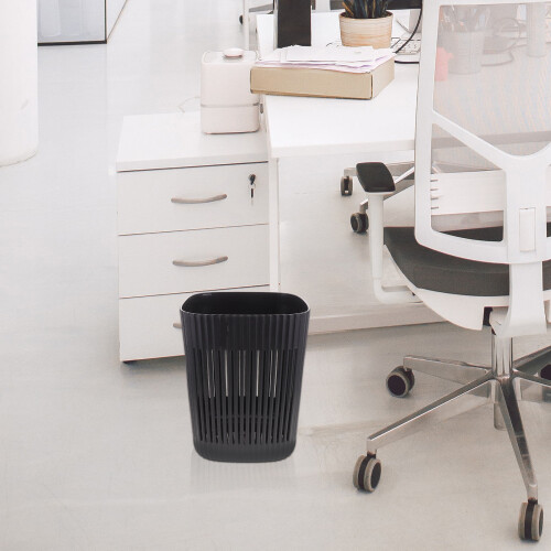 Black Plastic Trash Can Modern Storage Basket for Home Office 2
