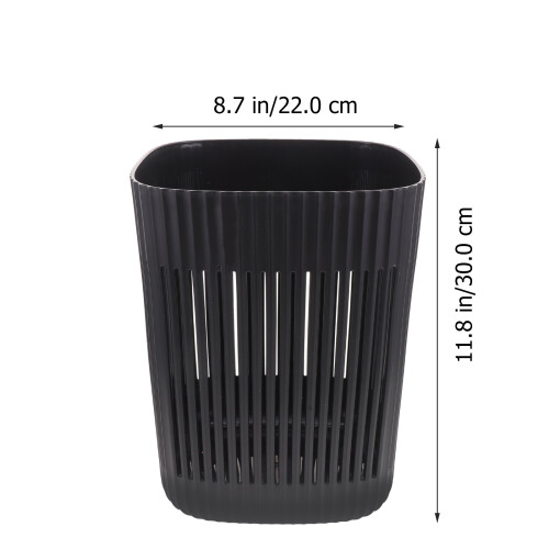 Black Plastic Trash Can Modern Storage Basket for Home Office 1