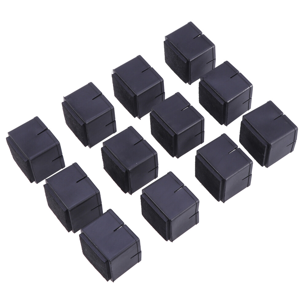 12Pcs Black Silicone Square Chair Leg Caps Furniture Floor Protectors 3062886815908