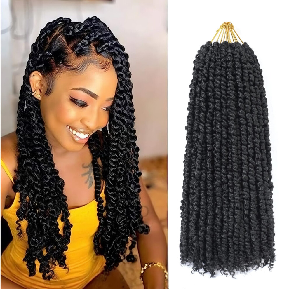 9 Packs 16 Inch Passion Twist Crochet Hair 1B# Prelooped Braids ReadyToInstall Set