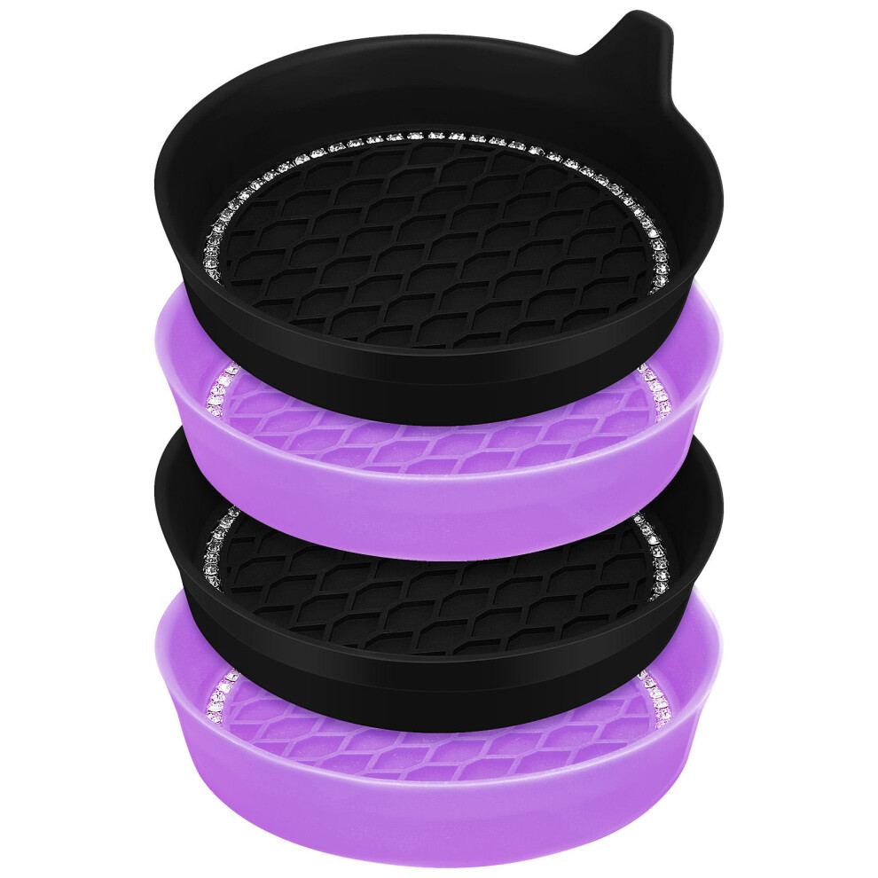 4Pcs Silicone Car Cup Coasters Bling Rhinestone Anti-Skid Car Interior 3062623064569