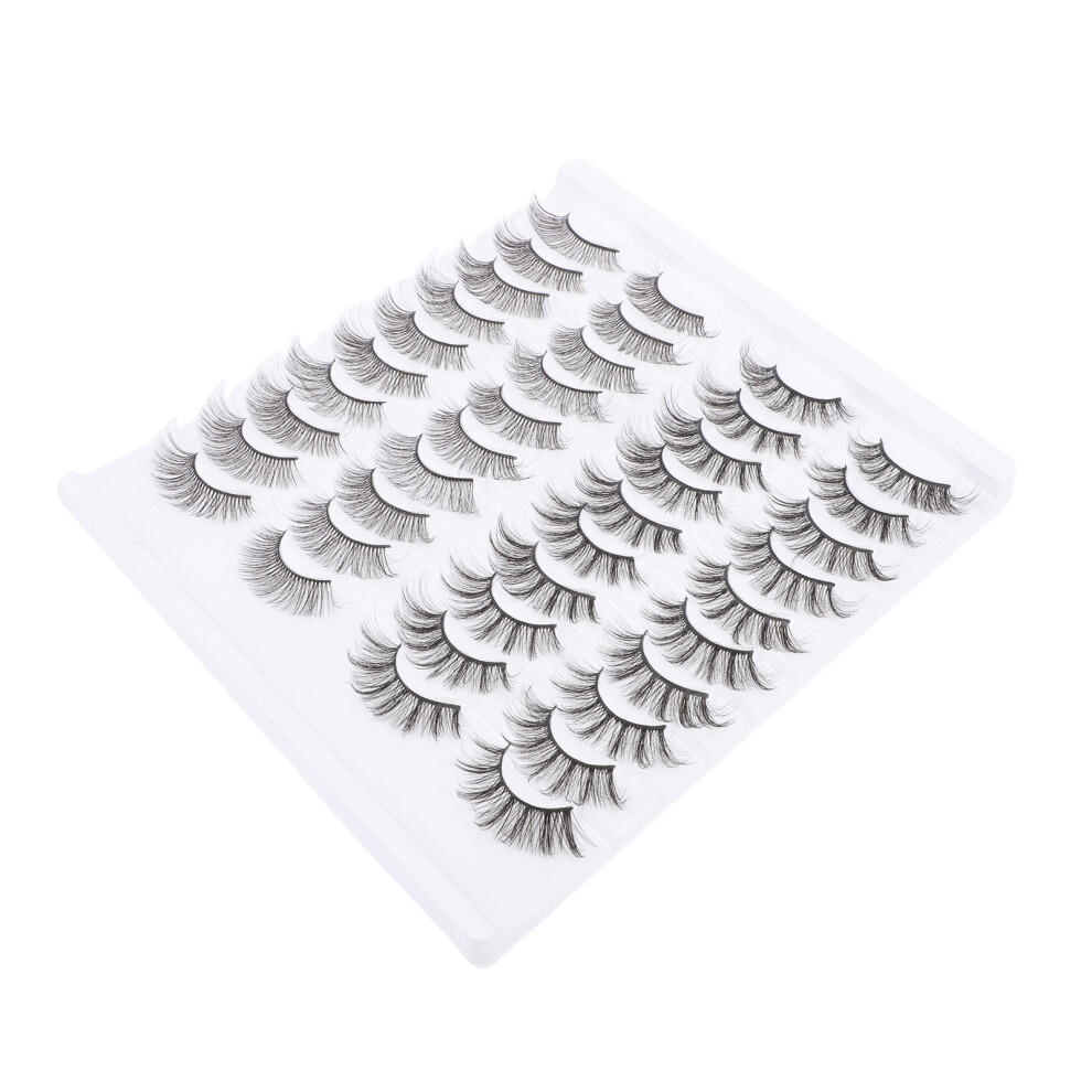Ohphcall Black 20Pairs Fiber Natural False Eyelashes Girl Beauty Makeup Lashes
