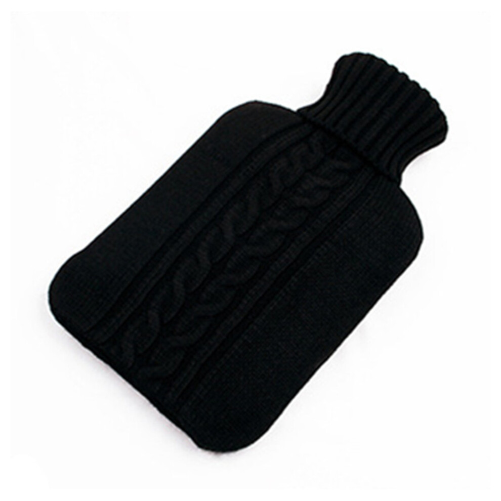 Ohphcall Black 2L Knitted Hot Water Bottle Cover For Pain Relief Comfort