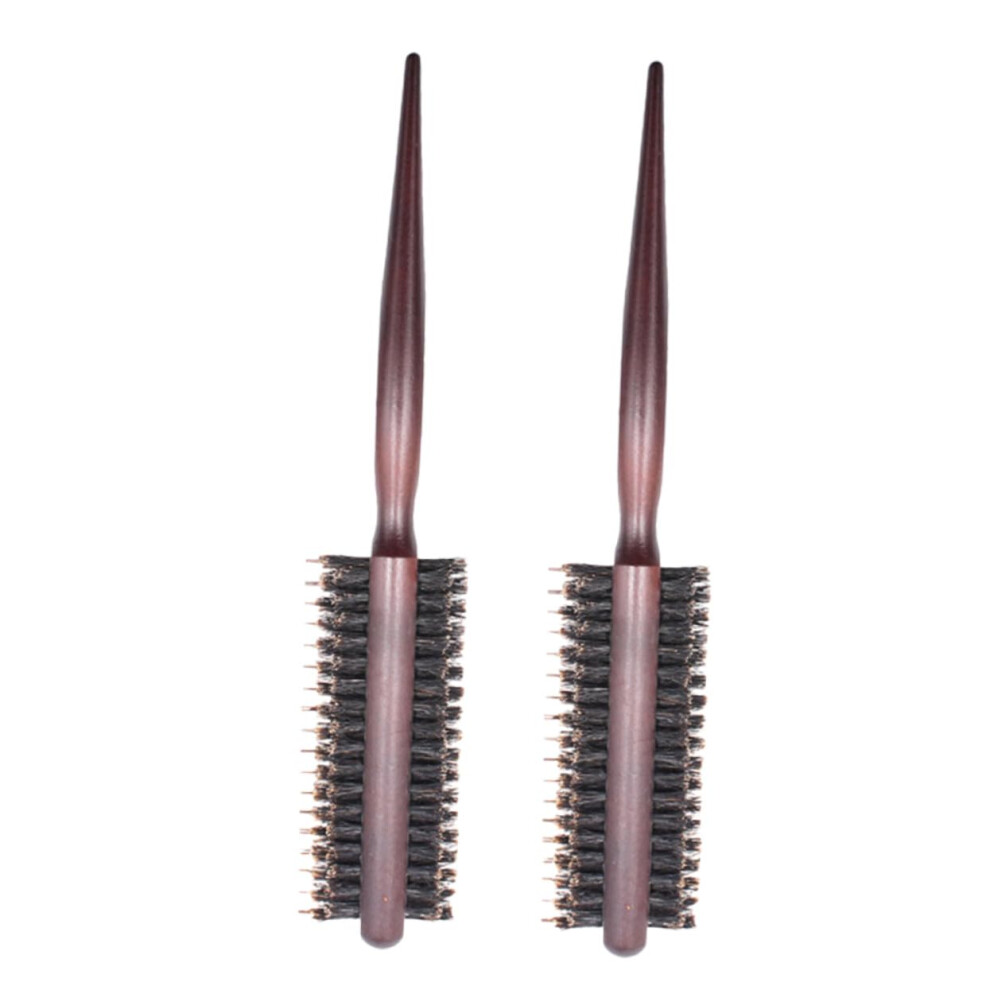 Brown Boar Bristle Round Hair Brush Set For Blow Drying, Detangling, Curling And Adding Volume