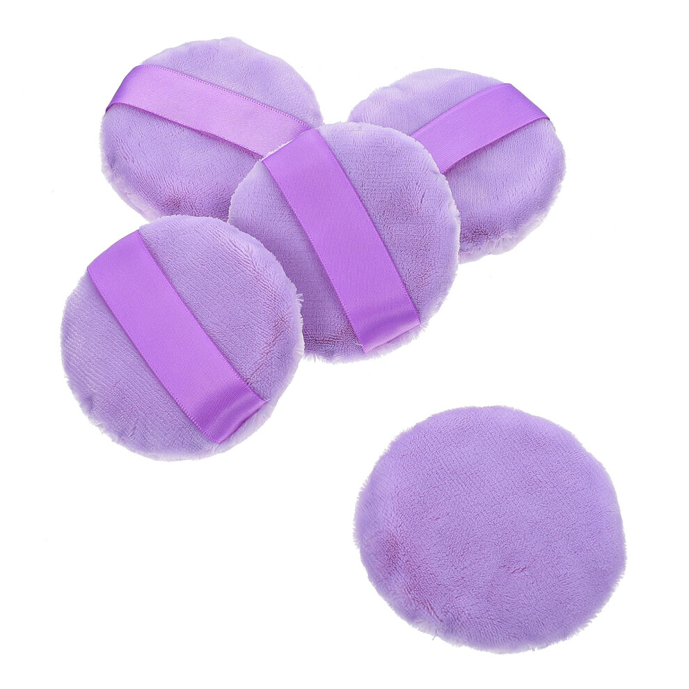 Ohphcall 5Pcs Compact Violet Cotton Powder Puffs For Makeup And Beauty Use