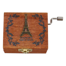 1Pc Mini Manual Wood Music Box Brown Clockwork Gift for Decor