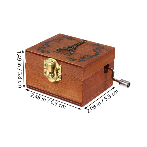 1Pc Mini Manual Wood Music Box Brown Clockwork Gift for Decor 1