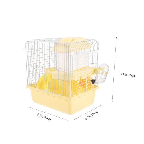 Yellow Double-Deck Hamster Cage Plastic Wire Small Pet House 2