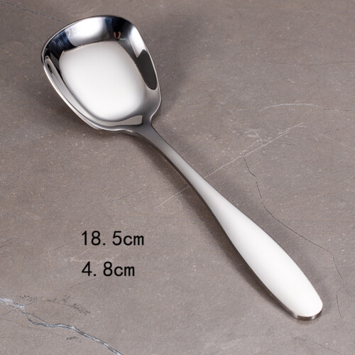 2Pcs Stainless Steel Soup Spoons Square Bottom Silver Polished Set 1