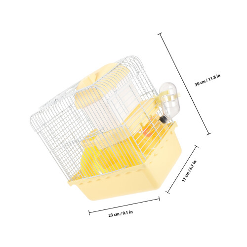 Yellow Double-Deck Hamster Cage Plastic Wire Small Pet House 1