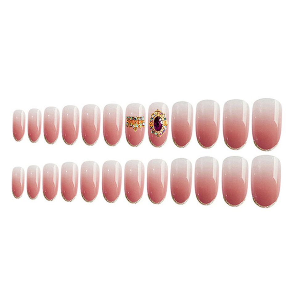 Happyyami Pink 24Pcs Women False Nails Elegant Fake Nail Tips For Manicure Use