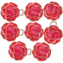 4Pcs Zinc Alloy Pant Waist Tightener Red Flower Button No Sew Jeans