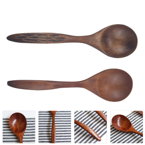 2Pcs Eco-Friendly Wooden Spoons Multipurpose Stirring and Kids Use 1