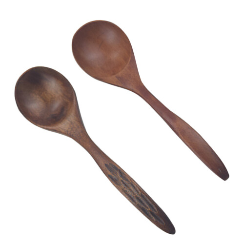 2Pcs Eco-Friendly Wooden Spoons Multipurpose Stirring and Kids Use 2