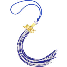 2025 Graduation Cap Tassel with Durable Gold Charm, Royal Blue and White DualColor Design
