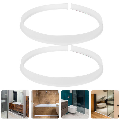 2Pcs Silicone Shower Splash Guards White Bathroom Water Barrier Seal 1