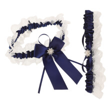1Set Dark Blue Bridal Lace Garters Wedding Leg Bands for Bride Decor