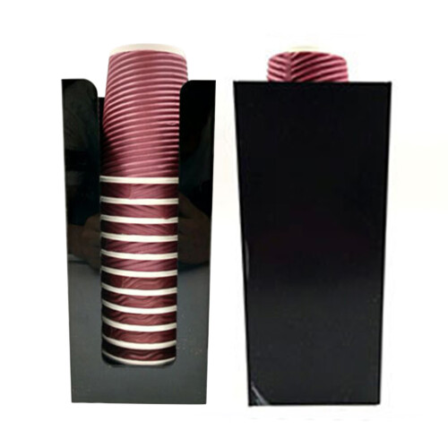 1Pc Black Wall Mounted Cup Dispenser Sturdy Hard Plastic Pull Type 2