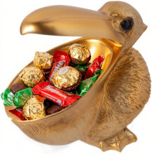 Gold Pelican Decor Statue Candy Dish Bowl with Iconic BigBeak Storage for Entryway Table