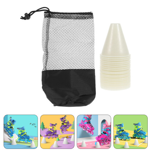 1Set White Outdoor Roller-Skating Training Cones Pe Marker Set 1