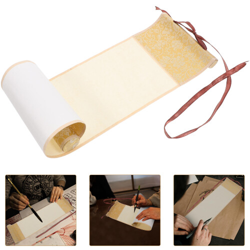 Decorative Scroll Blank Chinese White 1pack 14.4x3.9x0.8in 2