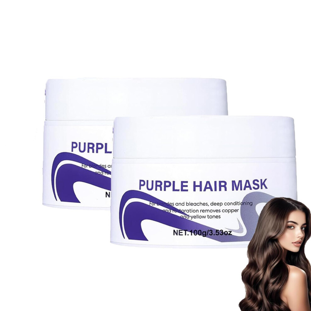 Purple Hair Mask And Color Depositing Conditioner, Neutralizes Brassy Tones, 2Pcs For Blonde Hair
