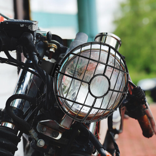 Black Iron Retro Mesh Headlight Protector Cover for Motorcycle Use 2