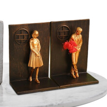 Romantic Resin Couple Statue Bookends for Shelves, Elegant Decorative Book Holder for Study Room