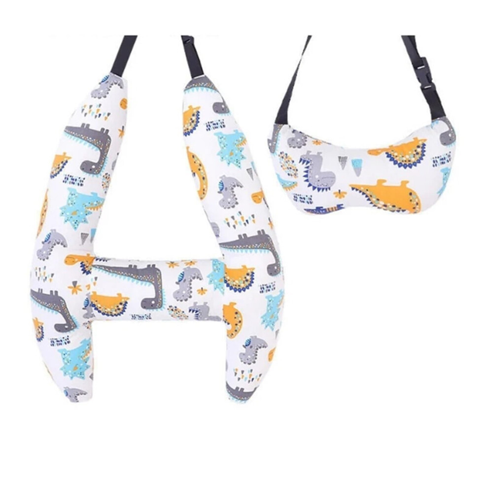 Adjustable Car Headrest Pillow For Kids With Dinosaur Pattern, Ergonomic Neck Support And Comfort Foam 9455672636551