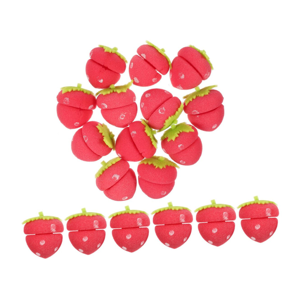 Heatless Hair Curlers 18pcs Soft Foam Rollers for Overnight Waves Strawberry Sponge Design