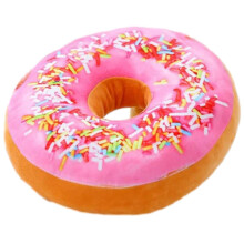 Donut Plush Throw Pillow with Cute Design, Round Cushion for Couch and Bed, Pink Gift for Kids