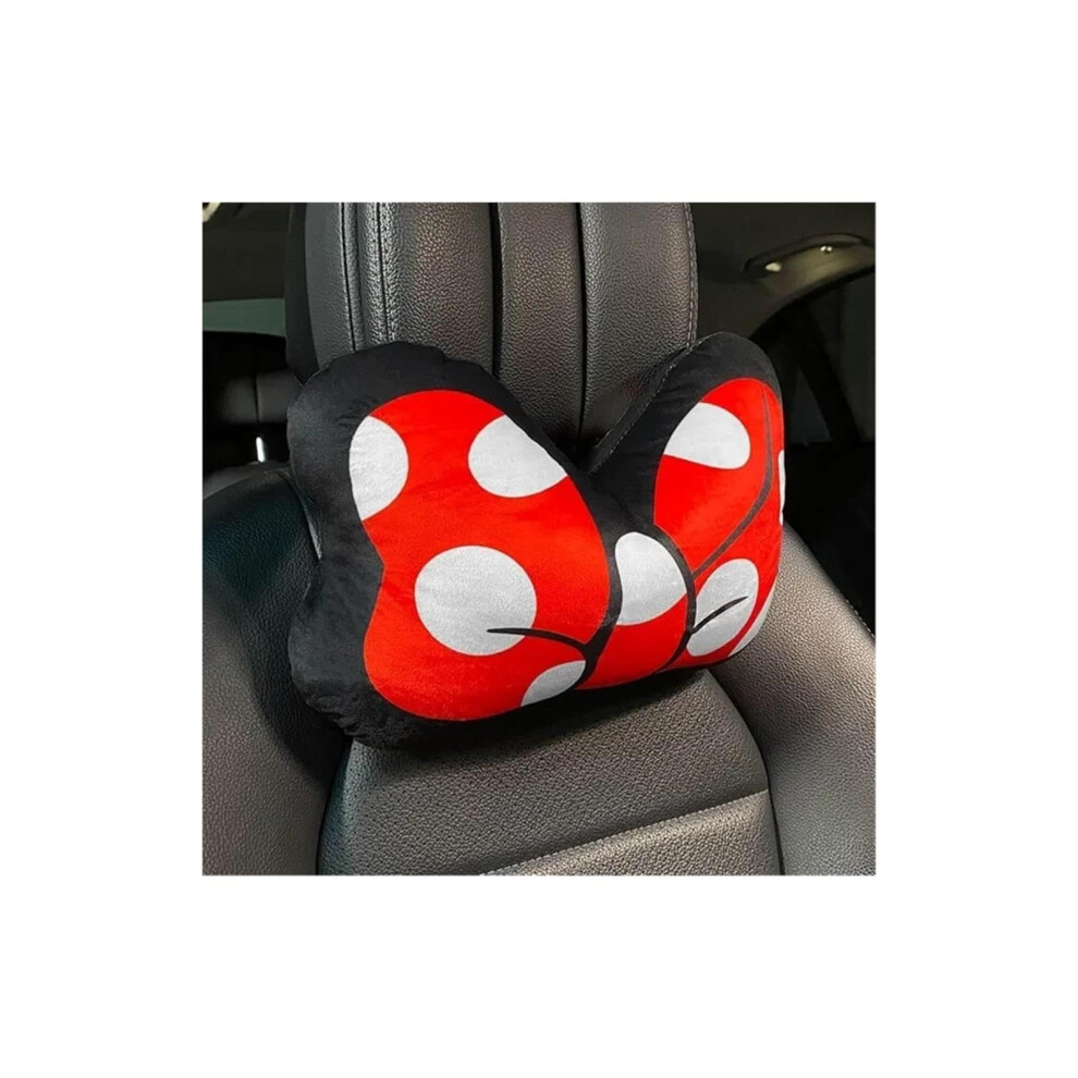 Car Seat Headrest Pillow With Cute Bowknot And Lumbar Support Cushion, Ergonomic Neck Safety 9053599981206