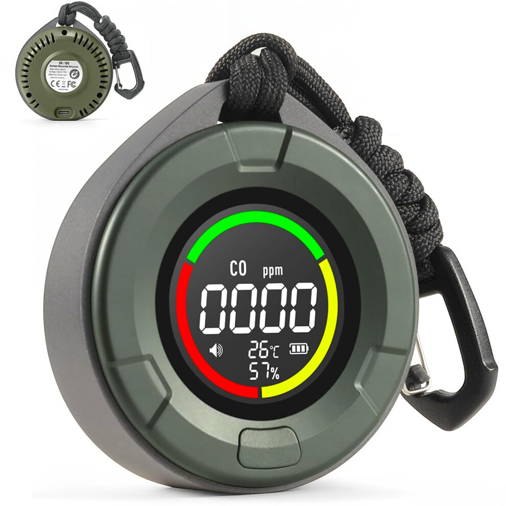 3In1 Portable Carbon Monoxide Detector With Temp And Humidity Sensor, Rechargeable Co Alarm For Home, Travel, Rv, Camping 9113335519848