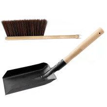 Fireplace Tools Set 2PCS Metal Ash Shovel and Wood Hearth Brush for Efficient Indoor Stove Cleaning