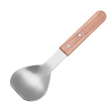 Stainless Steel Ice Cream Scoop with Ergonomic Wooden Handle for Hard and Soft Ice Cream
