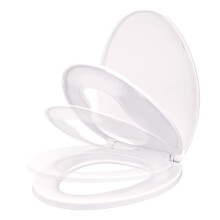 Elongated Soft Close Toilet Seat with Builtin Potty Training Seat, 2 in 1 White Resin Oval