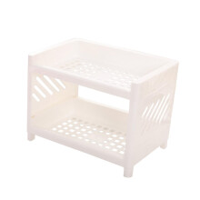 Double Layer Kitchen Storage Rack SpaceSaving Spice Organizer for Countertop Cutlery White