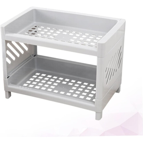 Double Layer Kitchen Storage Rack SpaceSaving Spice Organizer for Countertop Cutlery White 2