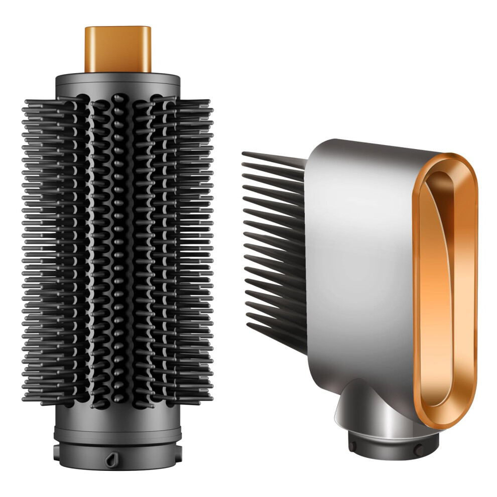 WideTooth Comb and Upgraded Round Volumizing Brush Attachments for Dyson Airwrap Curly Hair Styling