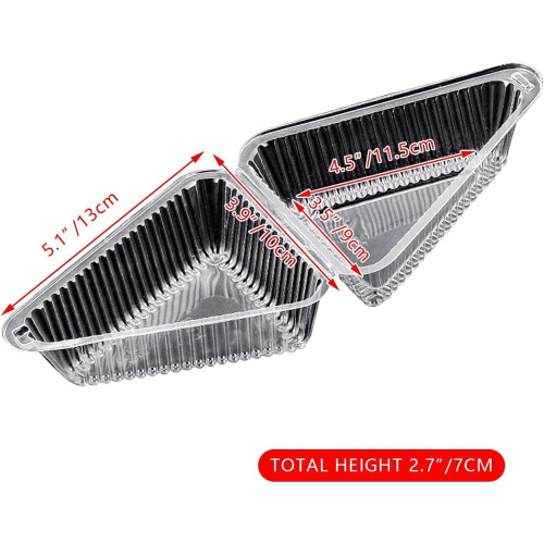100 Pcs Cheesecake Slice Container Clear Plastic Pie Box Keep Food Fresh Disposable Hinged Design 2