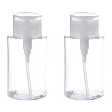 2pcs 200ml Pump Dispenser Clean Liquid Skincare Bottles Push Down Travel Sub Bottles For Makeup Remover And Nail Remover