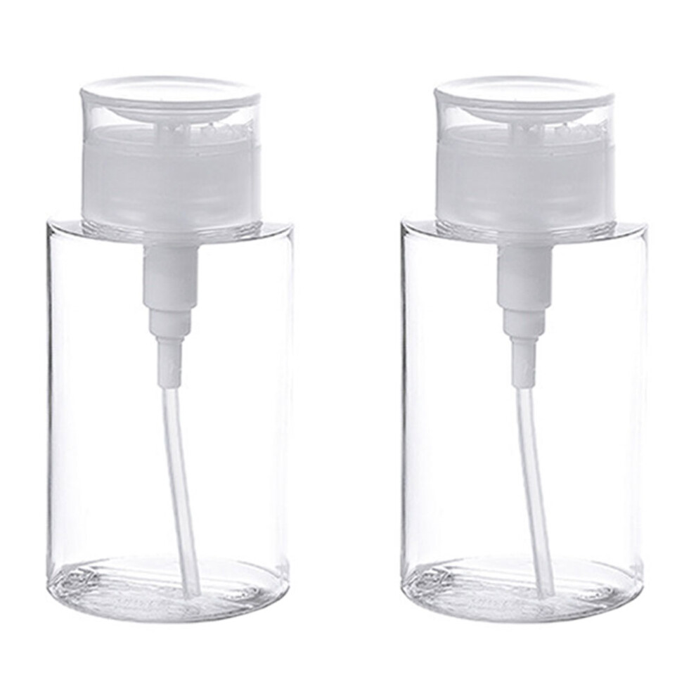 Inoomp 2Pcs 200Ml Pump Dispenser Clean Liquid Skincare Bottles Push Down Travel Sub Bottles For Makeup Remover And Nail Remover