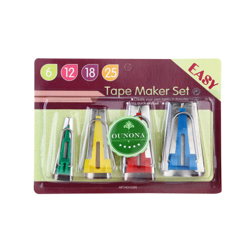 Tape Maker Set Hard Plastic Metal 4 Sizes for Sewing Use 1