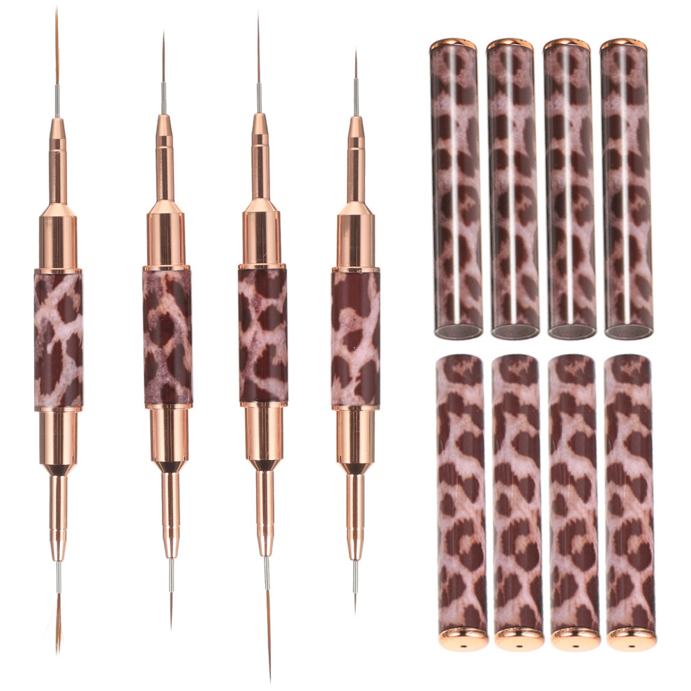 Inoomp 4Pcs Leopard Nail Painting Pens Home Salon Manicure Brush Pen Kit