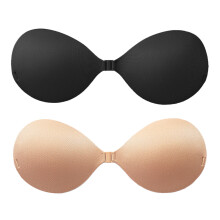 1Set Strapless Silicone Bra Adhesive Chest Sticker Black for Dress Use