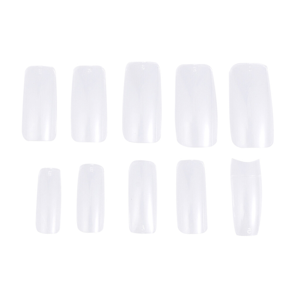 Totority White 500Pcs Fake Nail Tips Full Cover Durable Transparent False Nails
