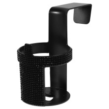 Zwarte Auto Cuphouder Met Haak En Luxe Strass Decoratie