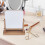2Pcs Portable Wooden Desktop Makeup Mirror For Home Use Gray 11