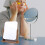 2Pcs Portable Wooden Desktop Makeup Mirror For Home Use Gray 10